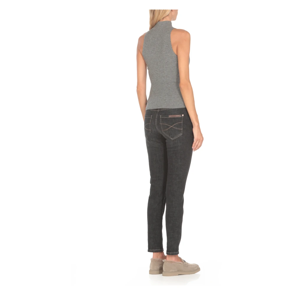 BRUNELLO CUCINELLI Grijze Kasjmier Mouwloze Top Geribbeld Lurex Gray Dames