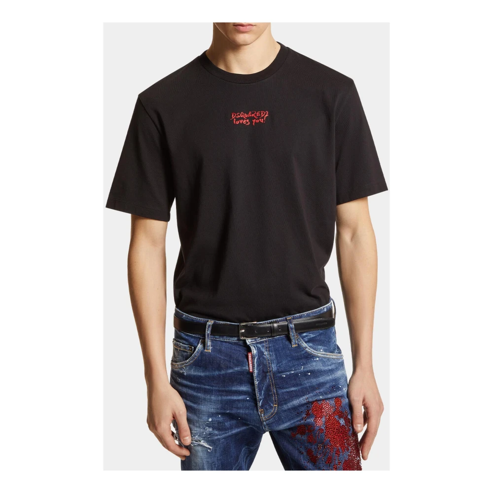 Dsquared2 Logo Print T-shirt Zwart Black Heren