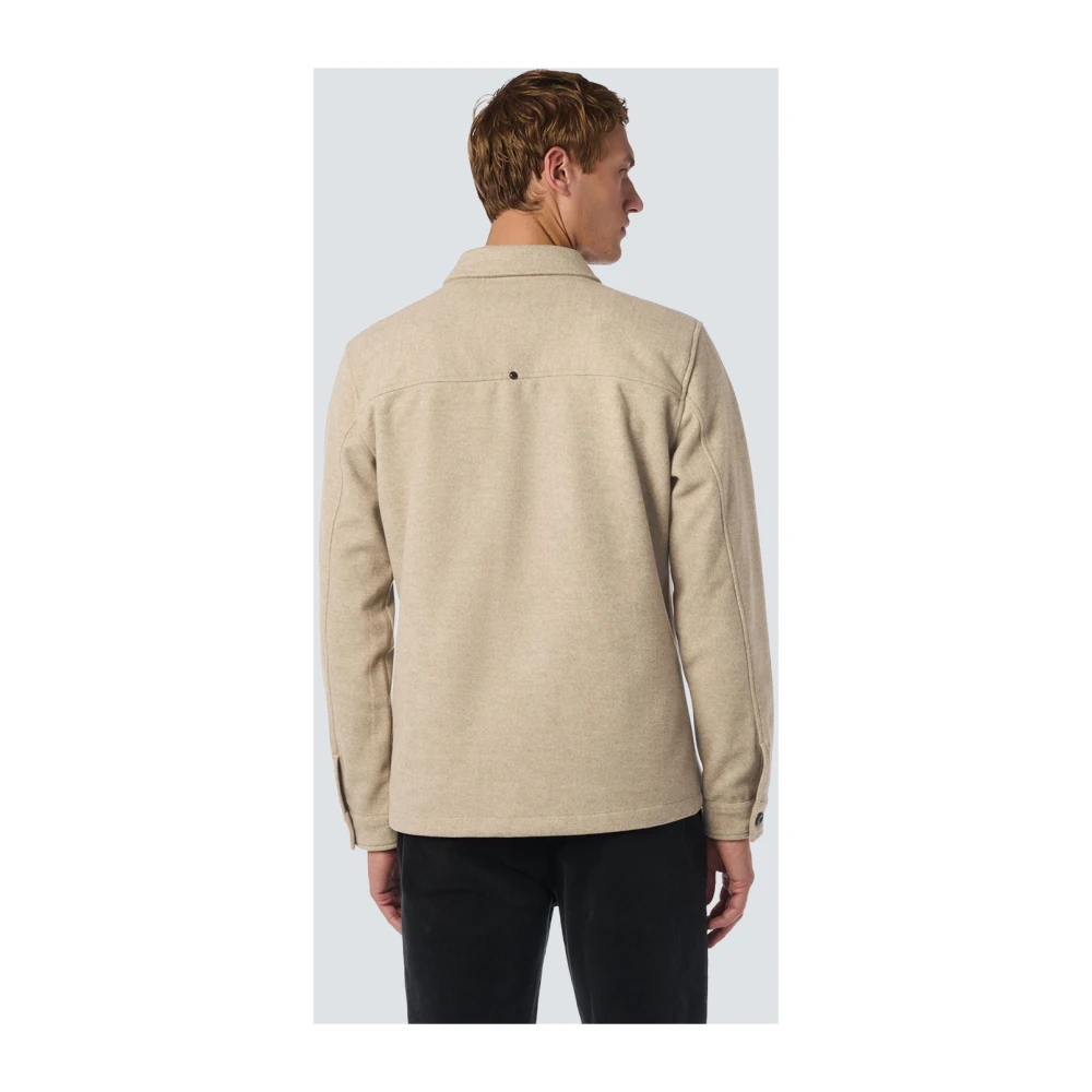 No Excess Melange Button Closure Overshirt Beige Heren