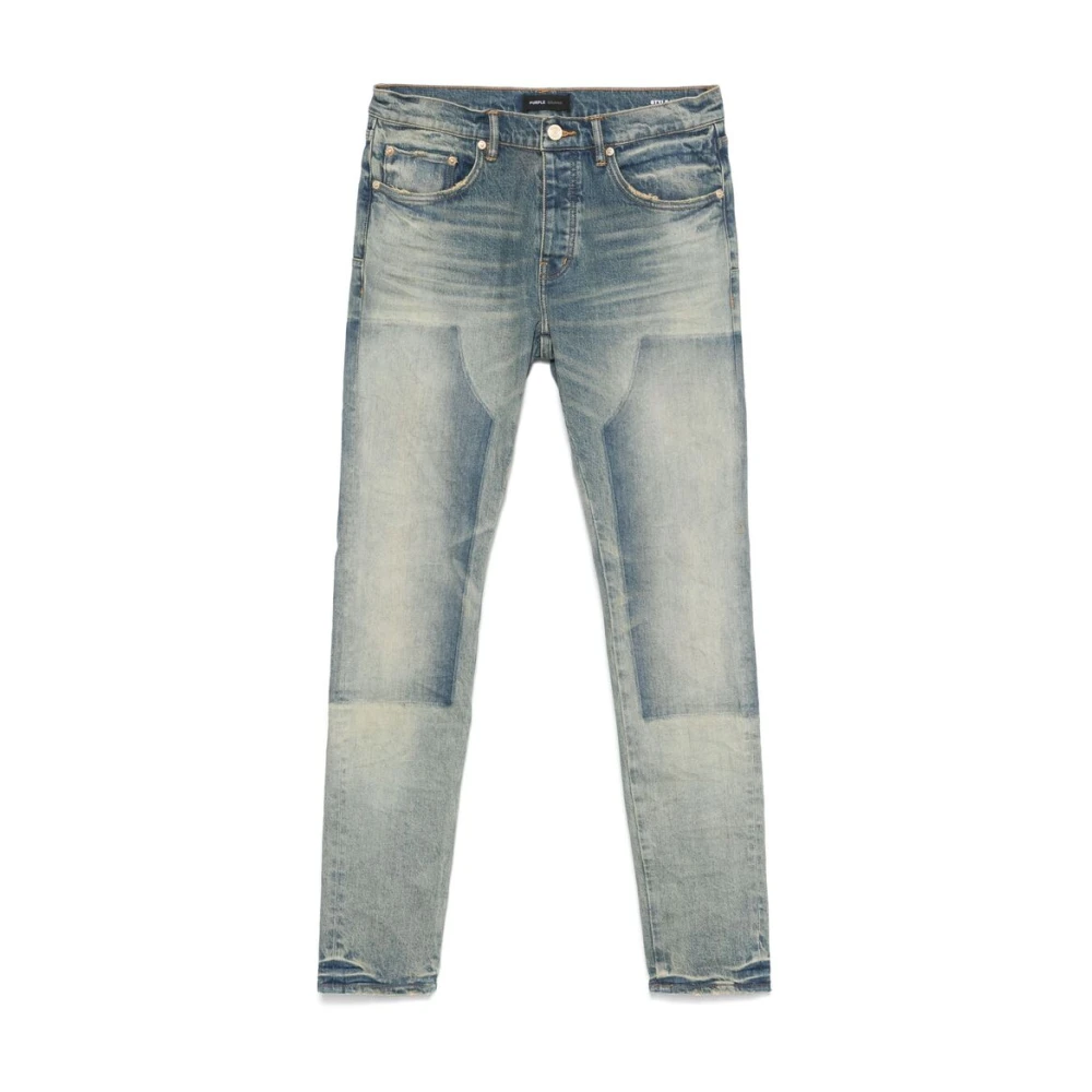 Purple Brand Indigo Blauwe Klassieke Jeans met Logopatch Blue Heren