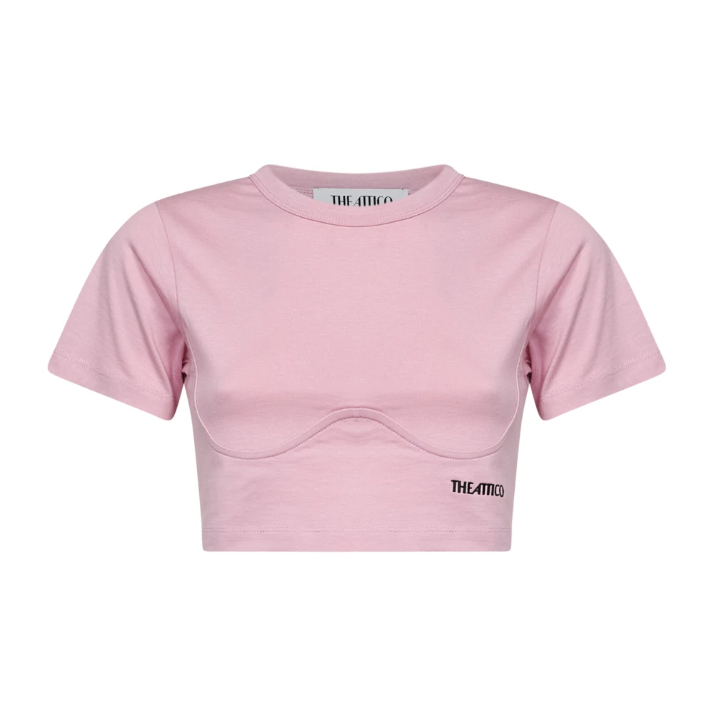 The Attico Pink Cropped T-Shirt - Female - T-Shirts - L - Tops
