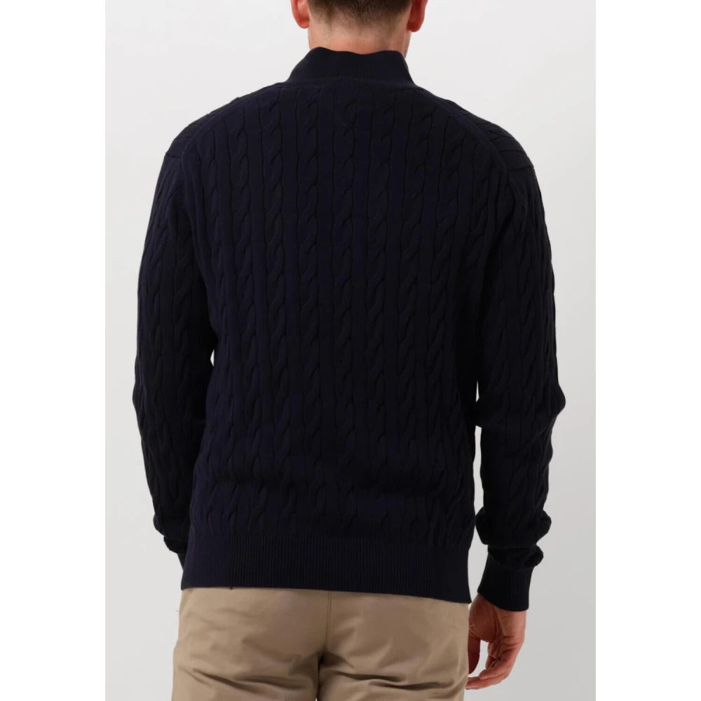 Tommy Hilfiger Klassieke Katoenen Kabeltrui Blue Heren
