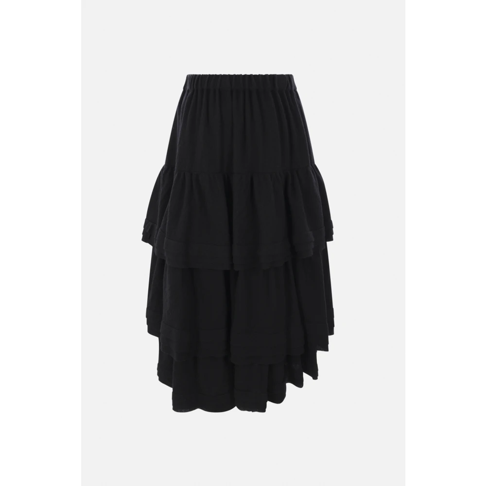 Noir Kei Ninomiya Zwarte wollen elastische taille rok Black Dames