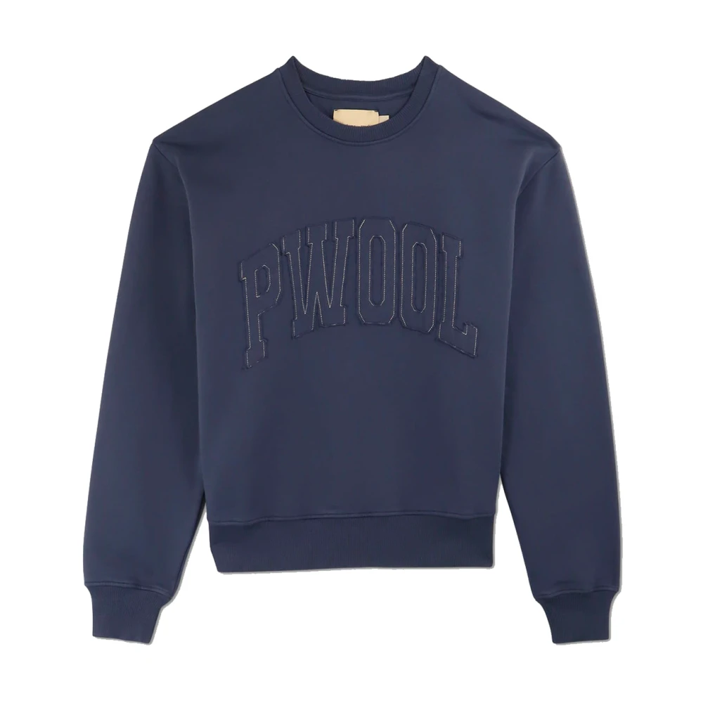 Paloma Wool Navy Crew Neck Sweatshirt met Applique Blue Dames