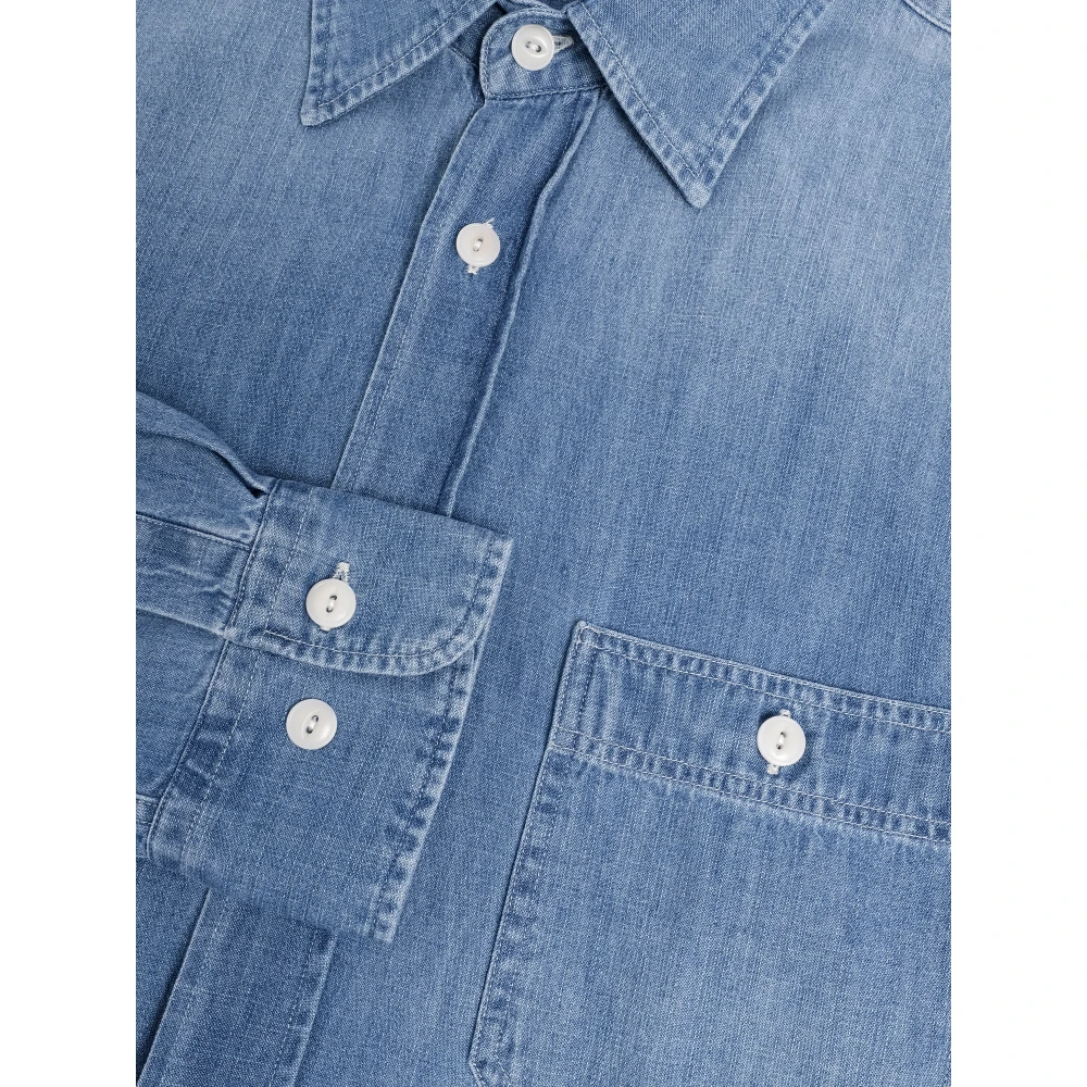 Hartford Denim shirt met iconische borstzakken Blue Heren