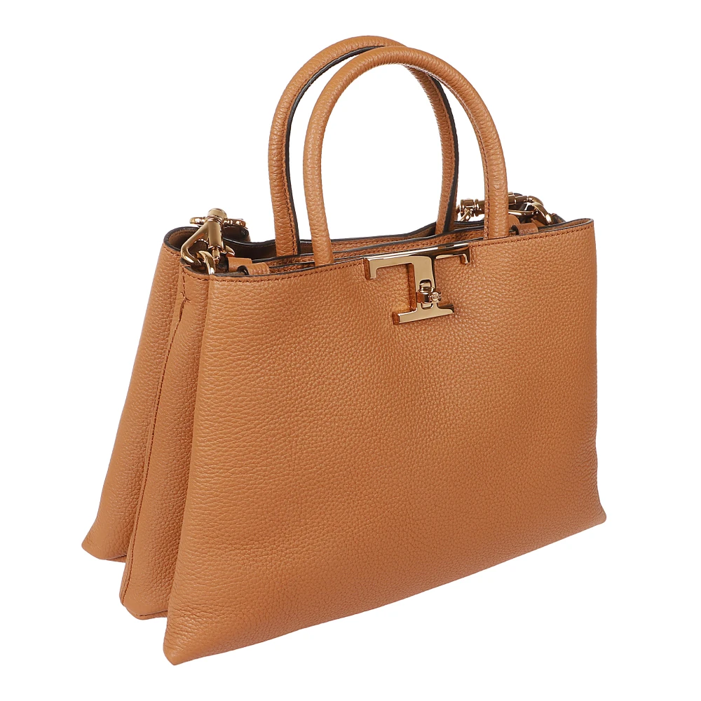TOD'S Kenya Leren Tas met Twist Lock Brown Dames