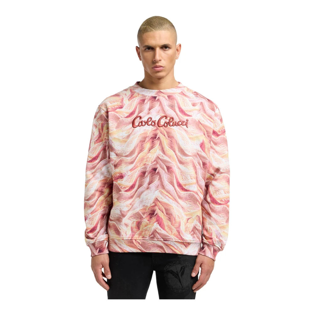 carlo colucci Minimalistische Gebreide Sweater Orange Heren
