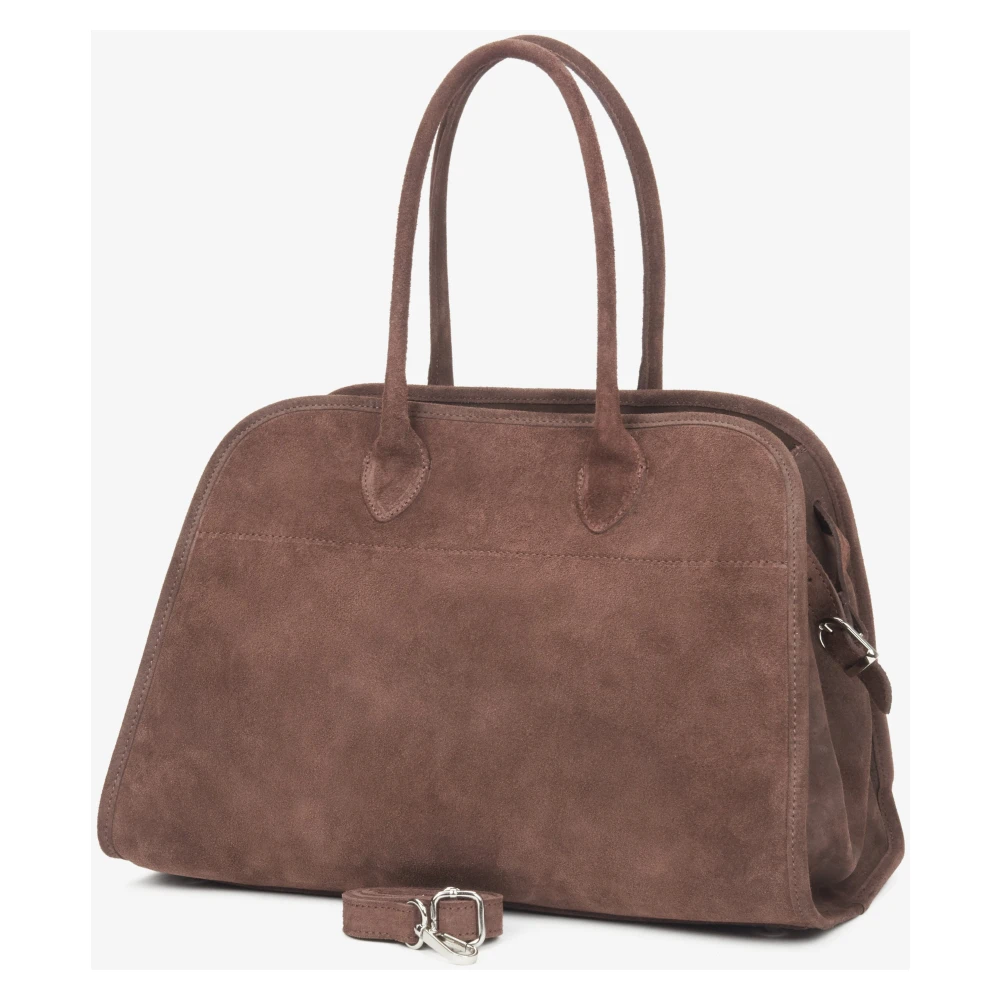 Estro Donkerbruine Satchel Handtas voor Dames gemaakt van Premium Italiaans Velours Brown Dames