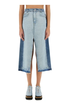 Contrast Panel Denim Skirt