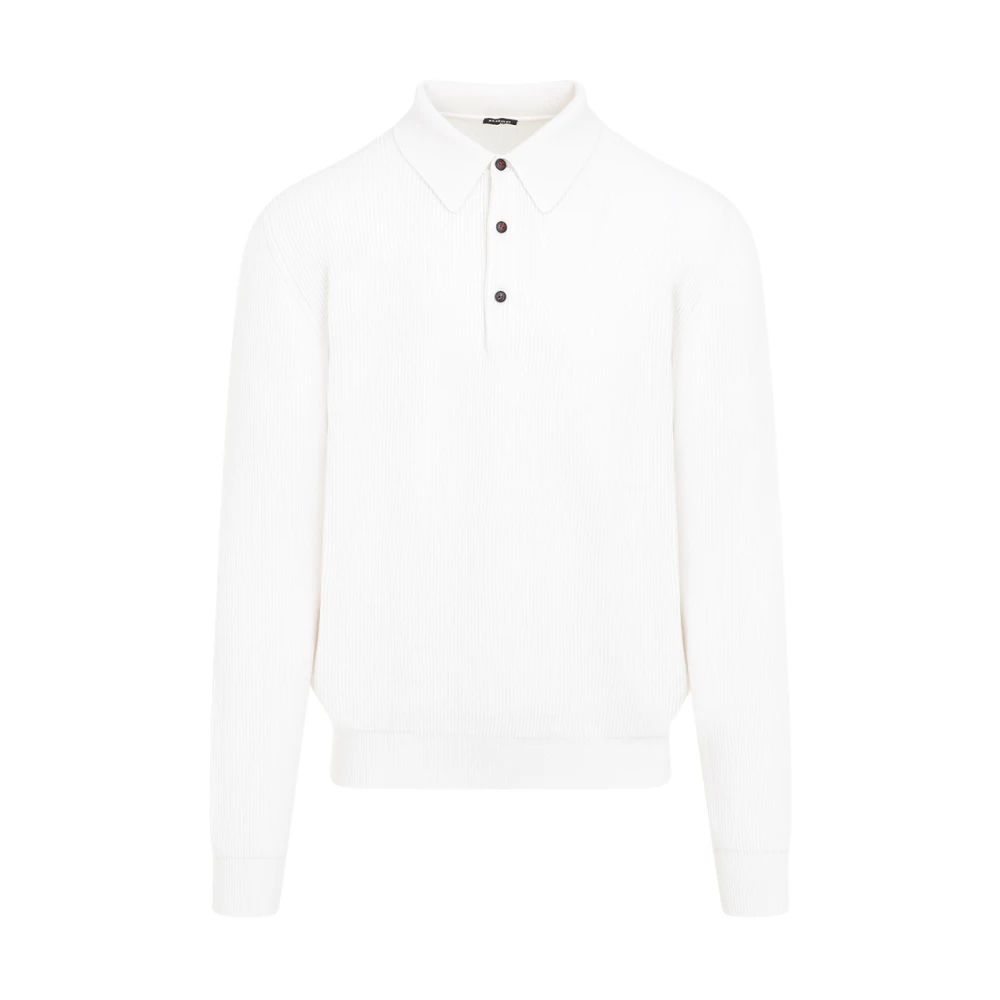 Kiton Luxe Cashmere Polo Sweater Wit White Heren