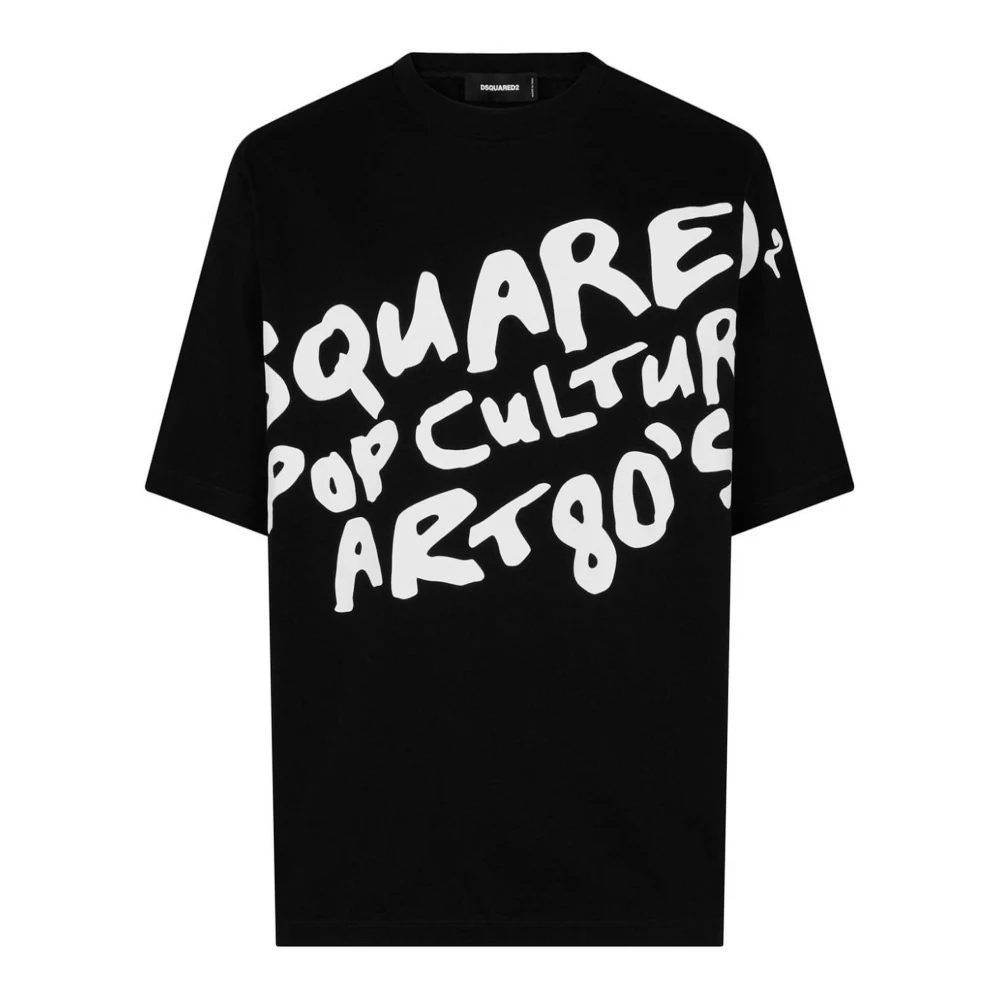 Dsquared2 Zwarte katoenen T-shirt met bedrukte tekst Black Heren