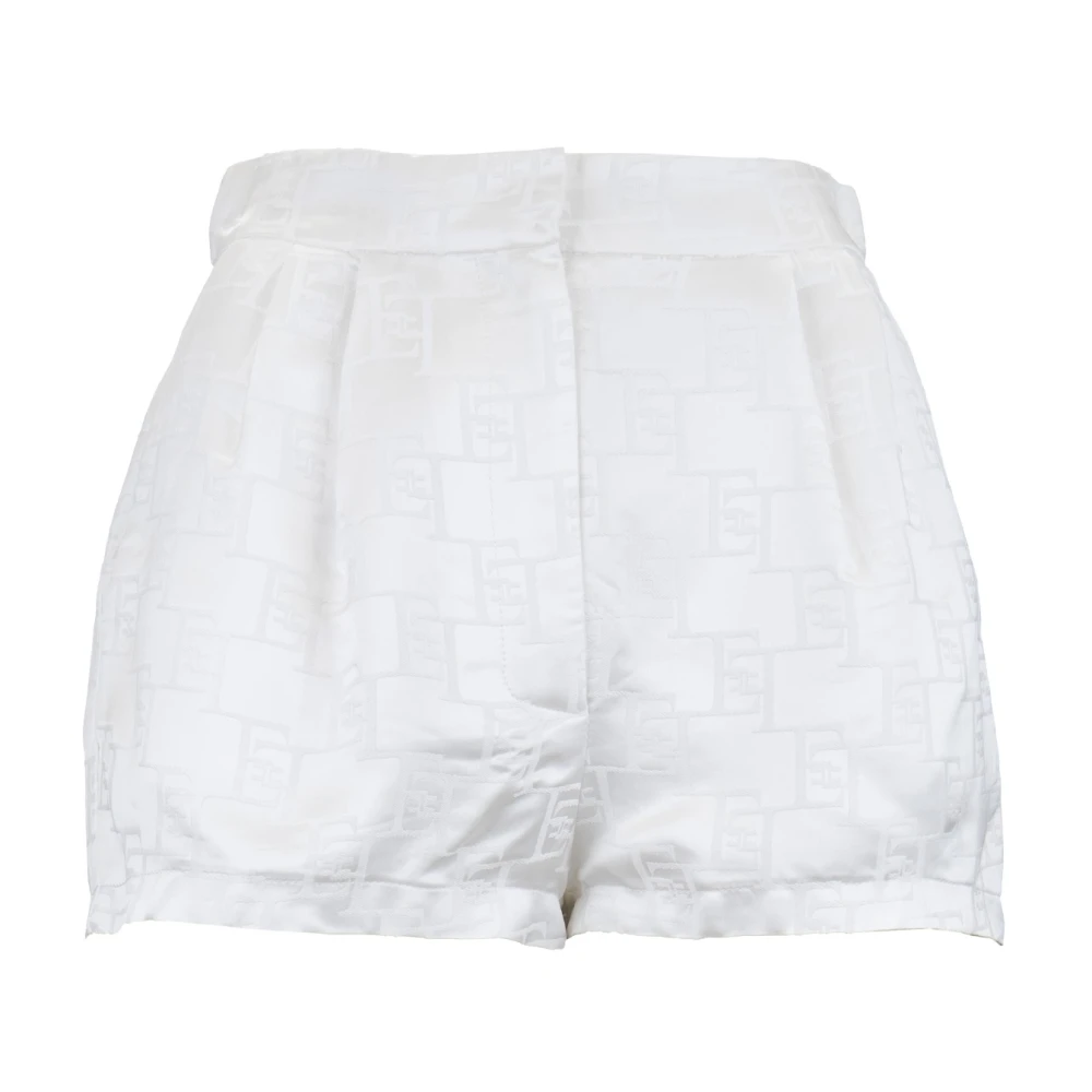 Elisabetta Franchi Shorts med dragkedja och logodetalj White, Dam