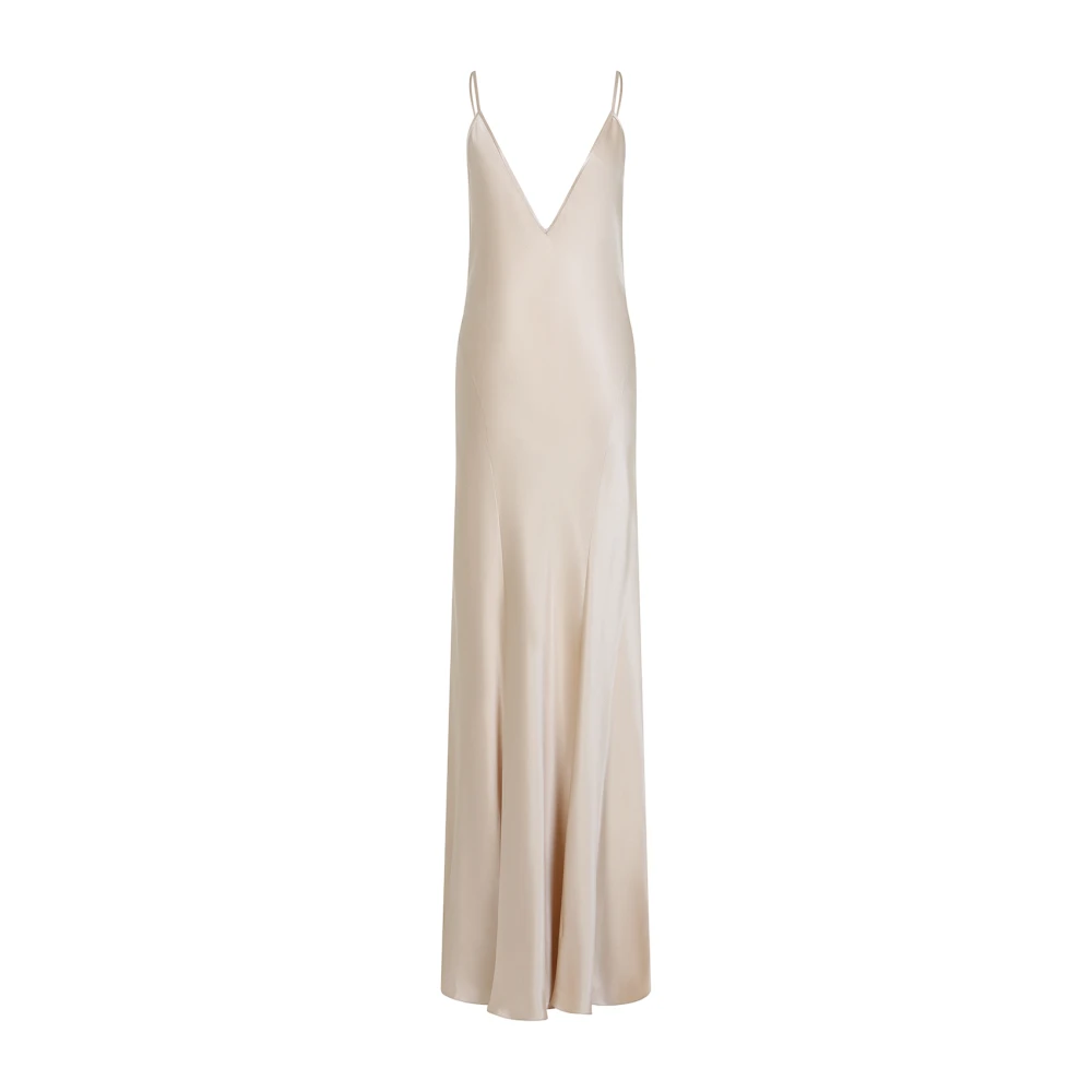 Saint Laurent Zijden Jurk Beige Dames