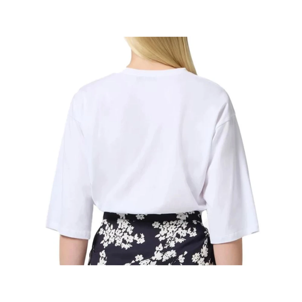 Elisabetta Franchi Logo Patch Oversized T-shirt White Dames