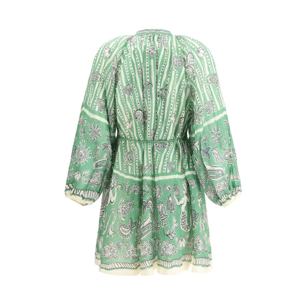 Alemais Gestreepte Mini Jurk met Keyhole Halslijn Green Dames