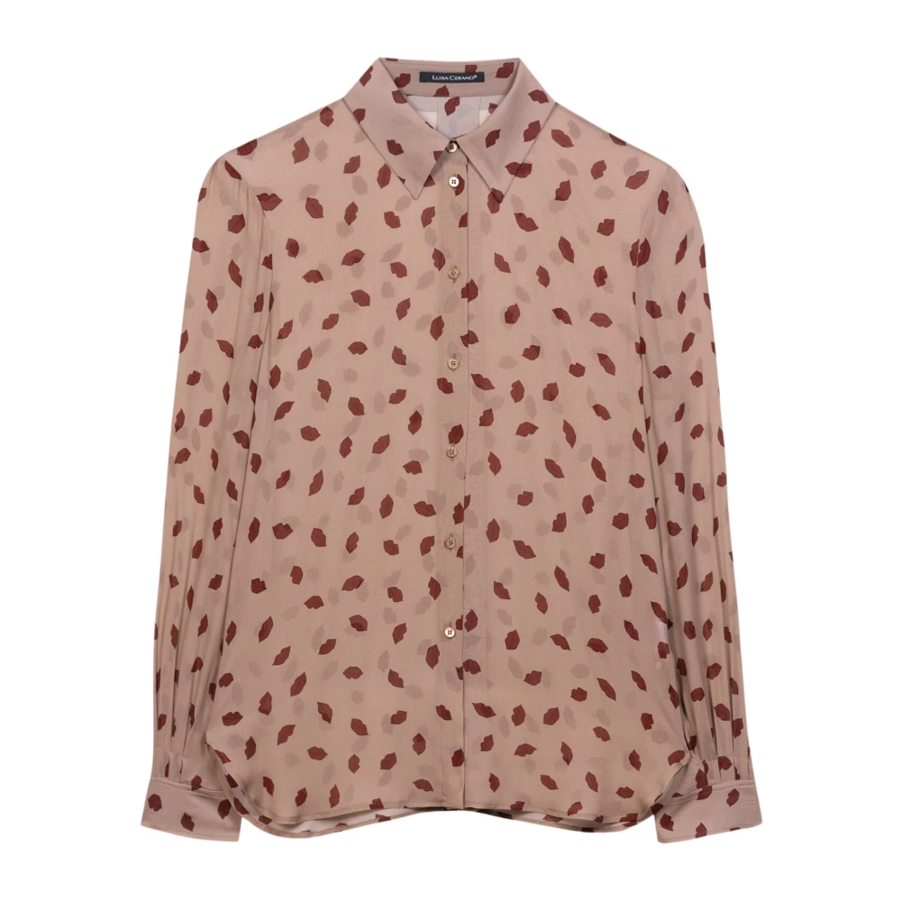 LUISA CERANO Lip Print Overhemdblouse Brown Dames