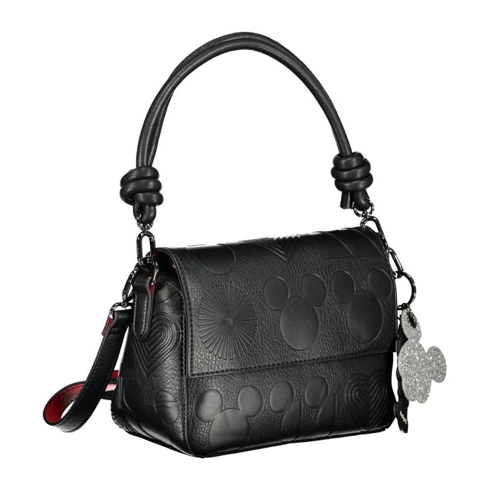 Desigual Zwarte dameshandtas met afneembaar handvat en verstelbare riem Black Dames