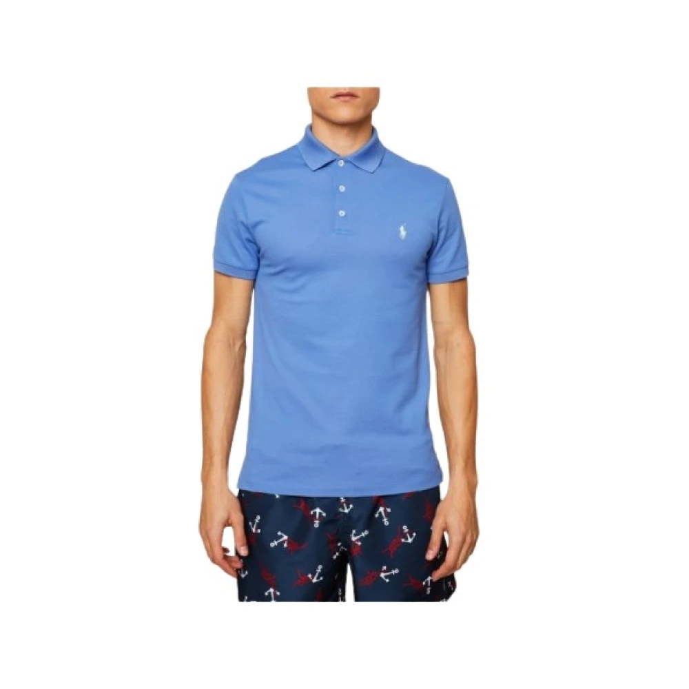 Polo Ralph Lauren Slim Fit Piqué Bomull Polo Skjorta Blue, Herr