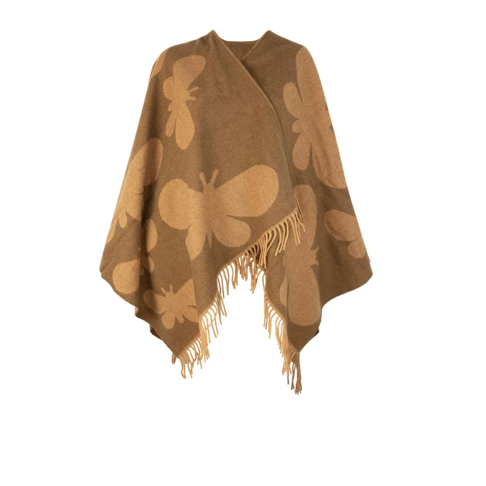 Max Mara Weekend Kameelwol Poncho Chic Stijl Brown Dames