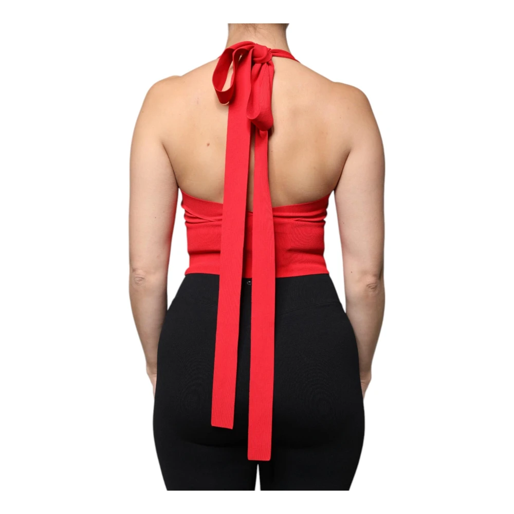 Dolce & Gabbana Rode Halter Crop Tank Top Red Dames