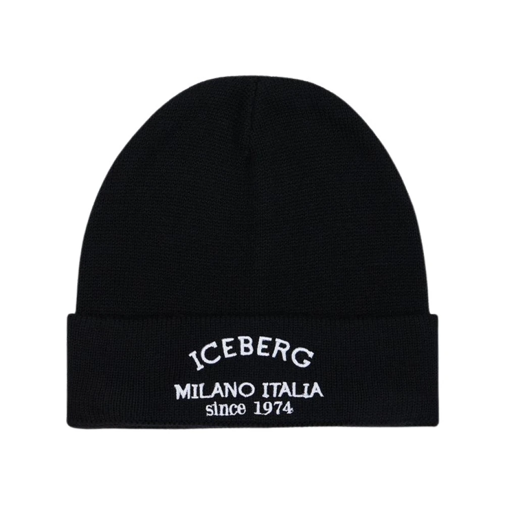 Iceberg Barn - Svart ullbeanie mössa med logotyp Black, Pojke