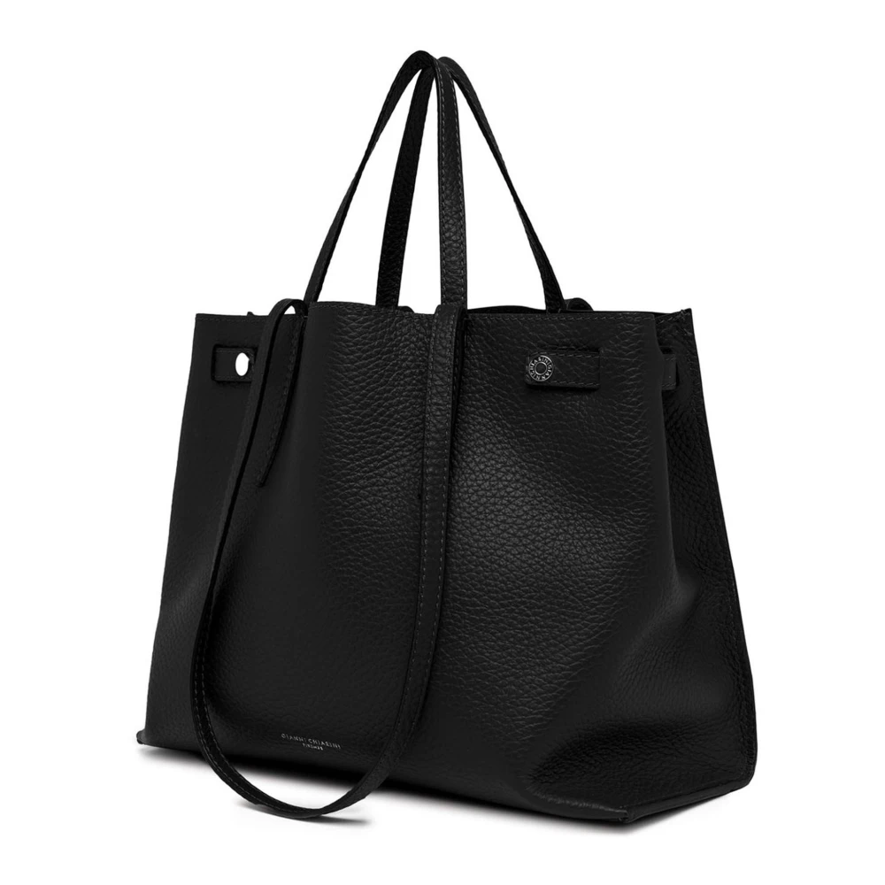 Gianni Chiarini Zwarte Dubbel Graanleren Maxi Tas Black Dames
