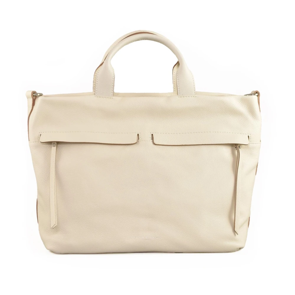 Gianni Chiarini Leren Shopper Tas met Schouderband Beige Dames