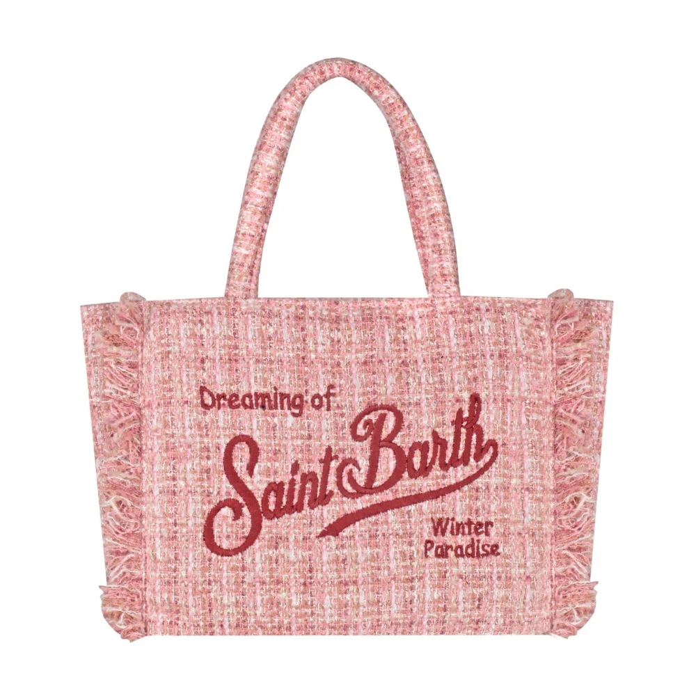 MC2 Saint Barth Tweed Medium Väska med Fransar Pink, Dam