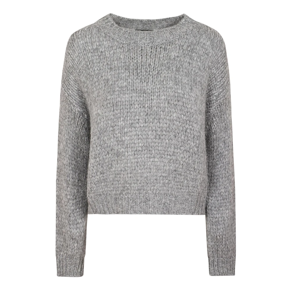 Roberto Collina Alpaca Kameel Trui Geribbelde Kraag Gray Dames