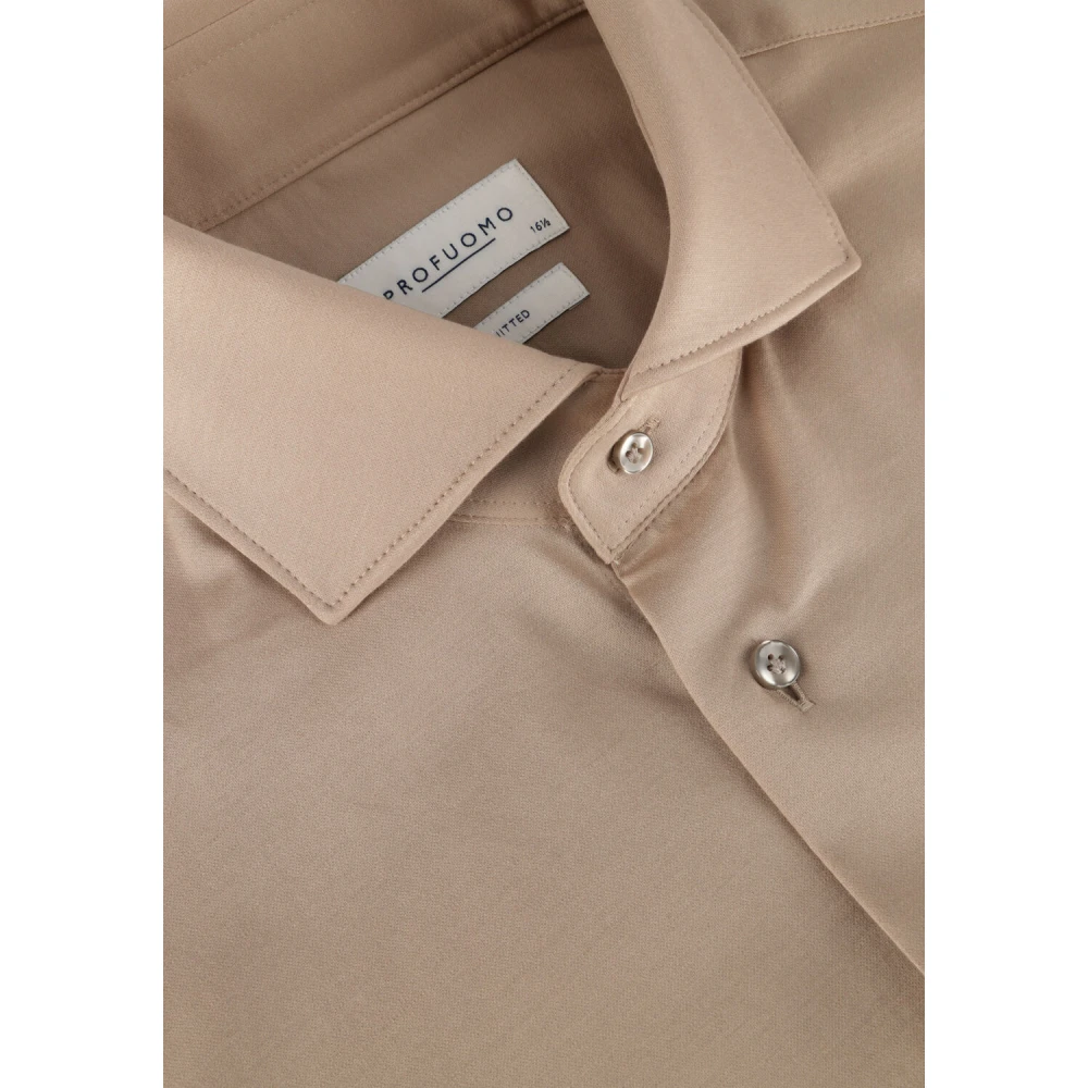 Profuomo Beige Casual Cutaway Overhemd Beige Heren
