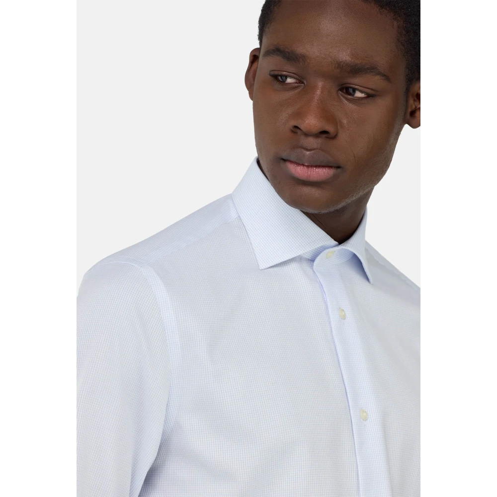 Boggi Milano Slim Fit Getailleerd Katoenen Overhemd Blue Heren