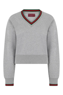Bomullsjersey sweatshirt med Web