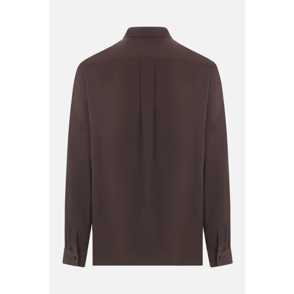 Magliano Bruine viscose overhemd met geborduurde knopen Brown Heren
