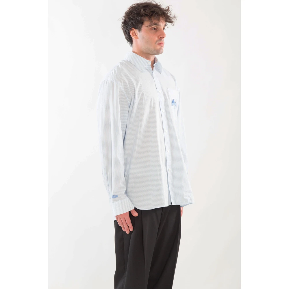 Lacoste Gestreept Croc Badge Shirt Gray Heren