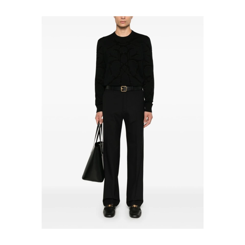 Versace Acanthus Wollen Trui Zwart Black Heren