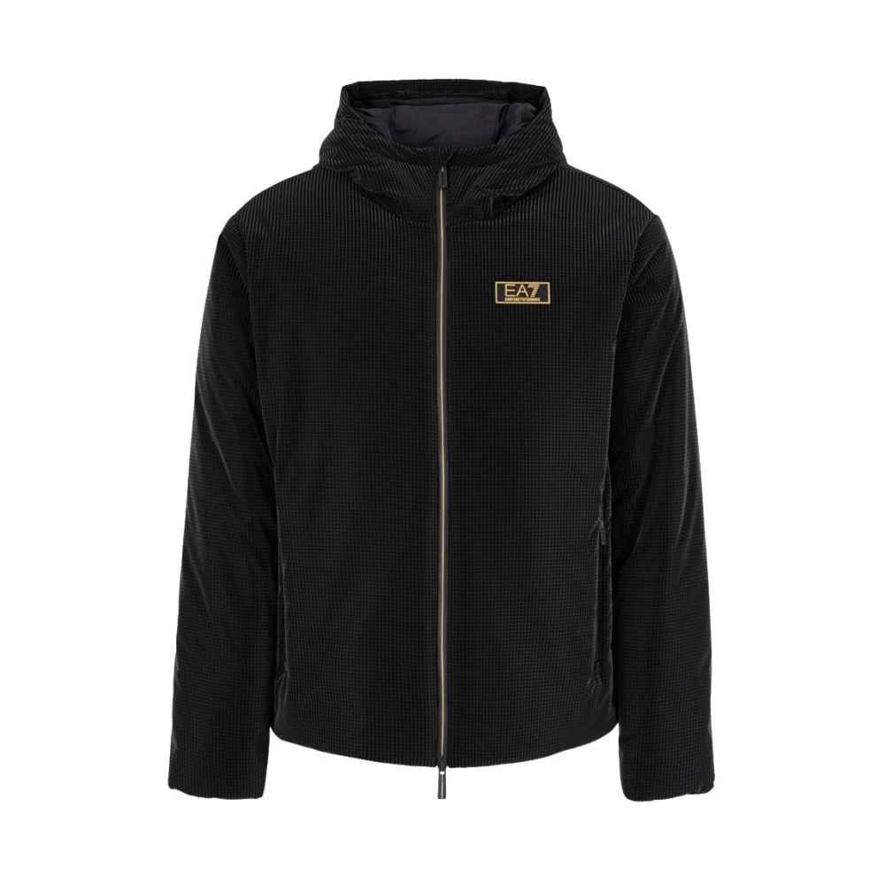 Emporio Armani EA7 Zwarte Winterjas voor Mannen Black Heren