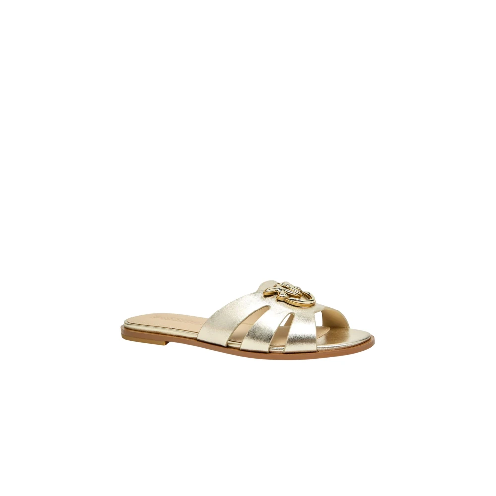Pinko Beige Milly 04 Slipper Laminated Nappa - Female - Sliders - 6 Uk - Shoes