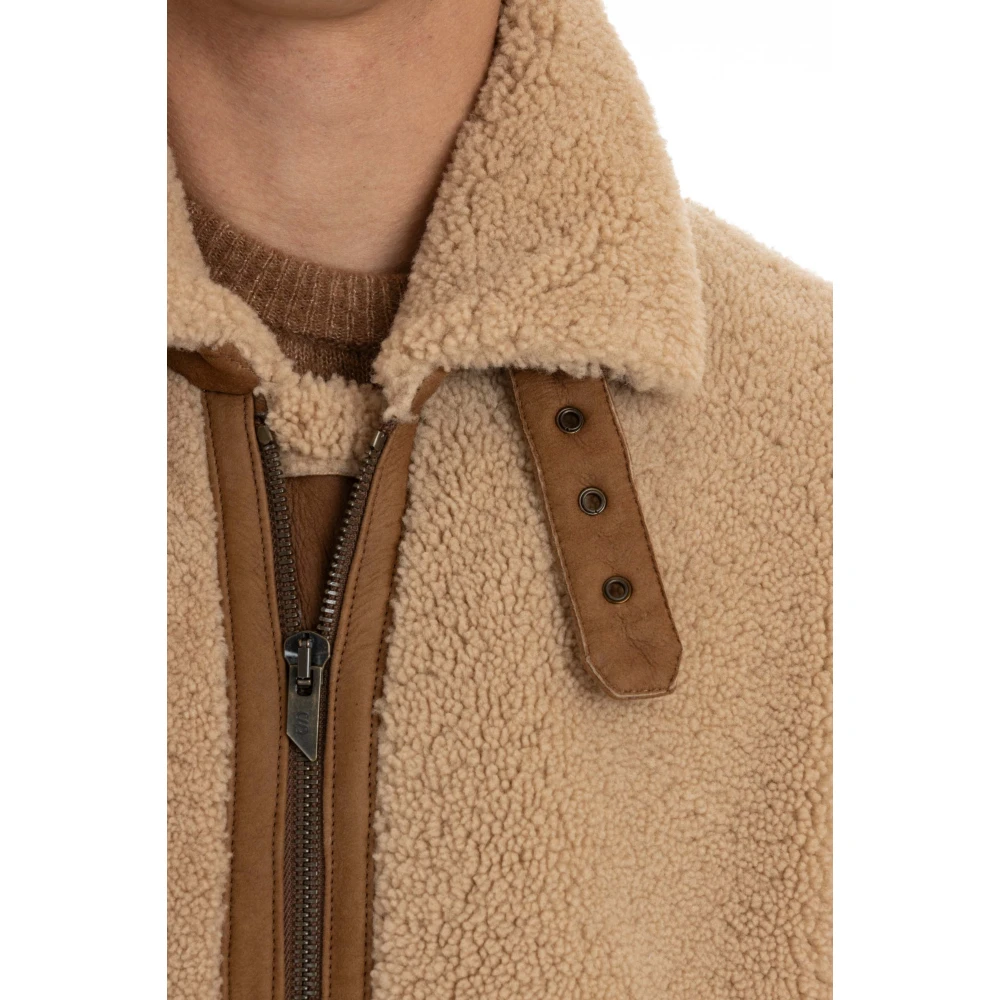 Salvatore Santoro Bruine Leren Jas Volledige Rits Brown Heren