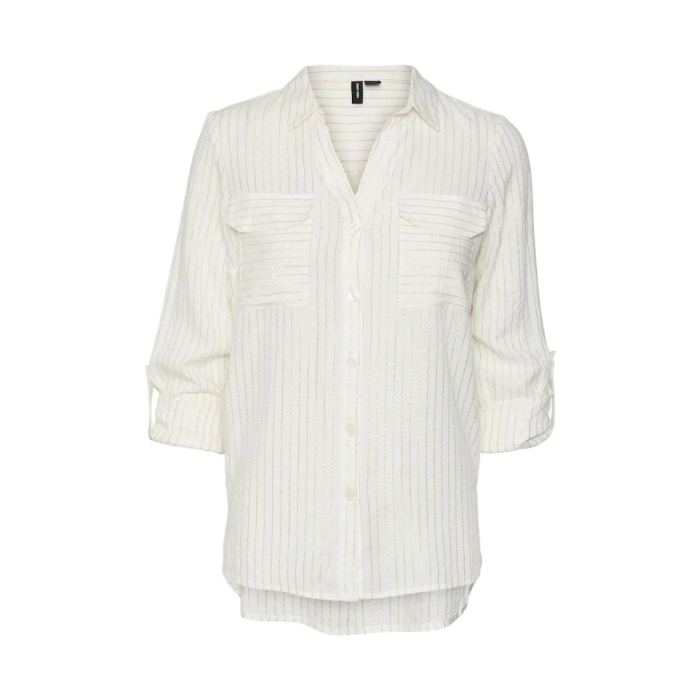 Vero Moda Glitter Shirt Sneeuwwit Goud Lurex White Dames