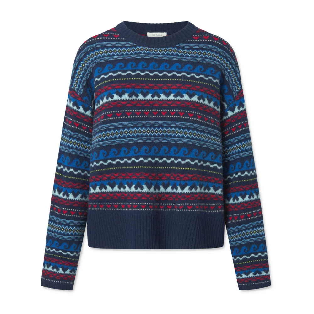 Nué Notes Färgglad Crewneck Stickad Tröja Blue, Dam