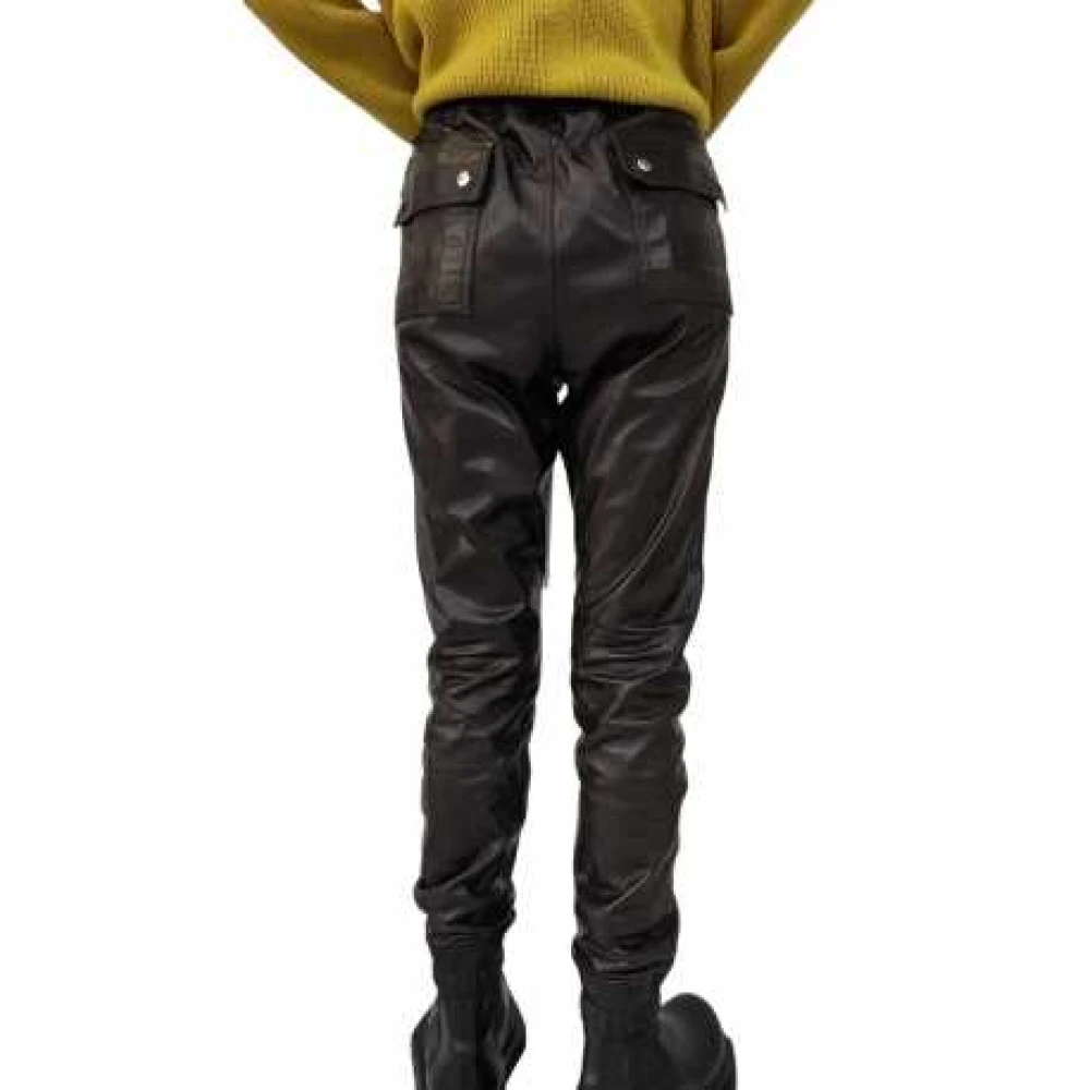 Rick Owens Bela Jogger Zwarte Leren Biker Broek Black Dames