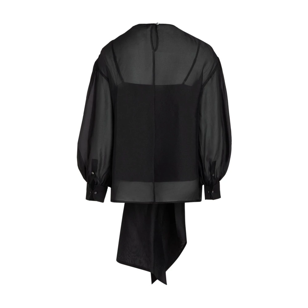 Karl Lagerfeld Avondblack Blouse MET Strikdetail Black Dames
