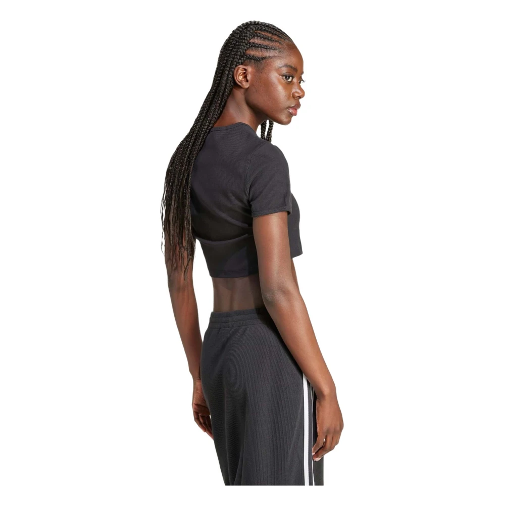 Adidas Geribbeld T-shirt Black Dames