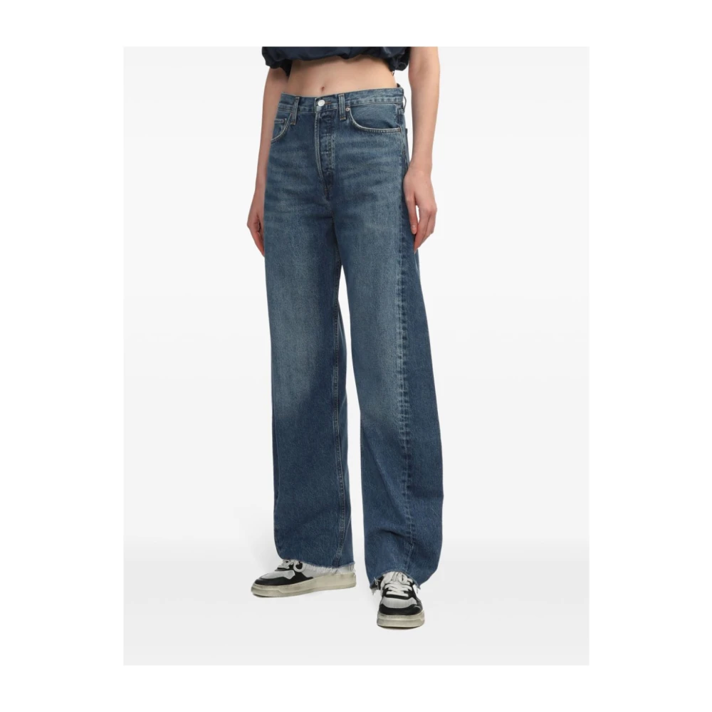 Agolde Blauwe Denim Straight Leg Jeans Blue Dames