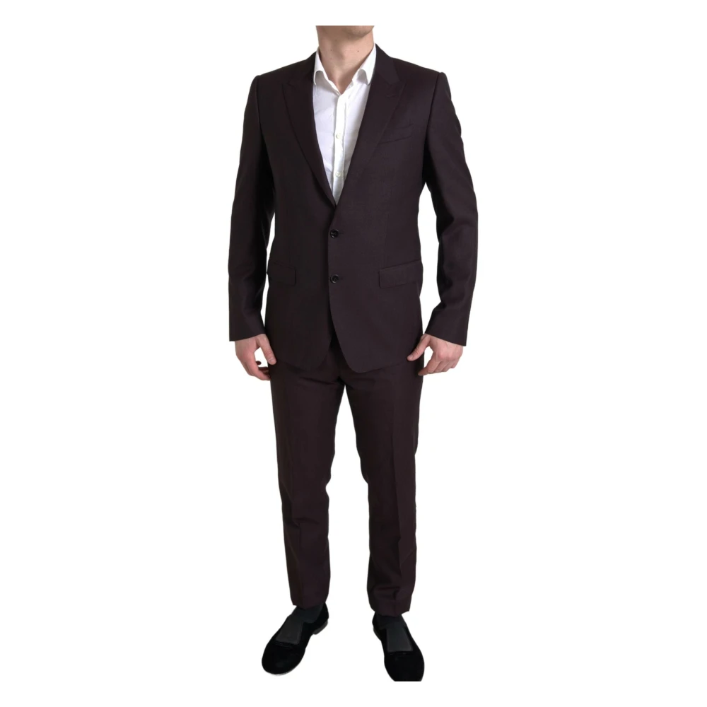 Dolce & Gabbana Maroon Martini Slim Fit Suit Set Brown, Herr