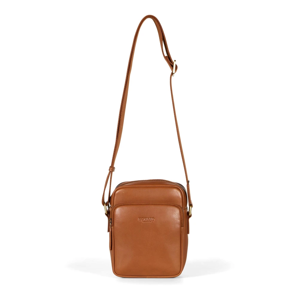Howard London Tan Leren Crossbody Tas Brown Heren