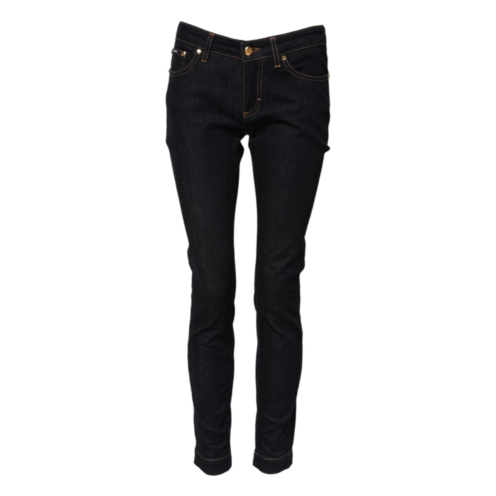 Dolce & Gabbana Blue Cotton Skinny Denim Jeans - Female - Skinny Fit Jeans - S - Jeans