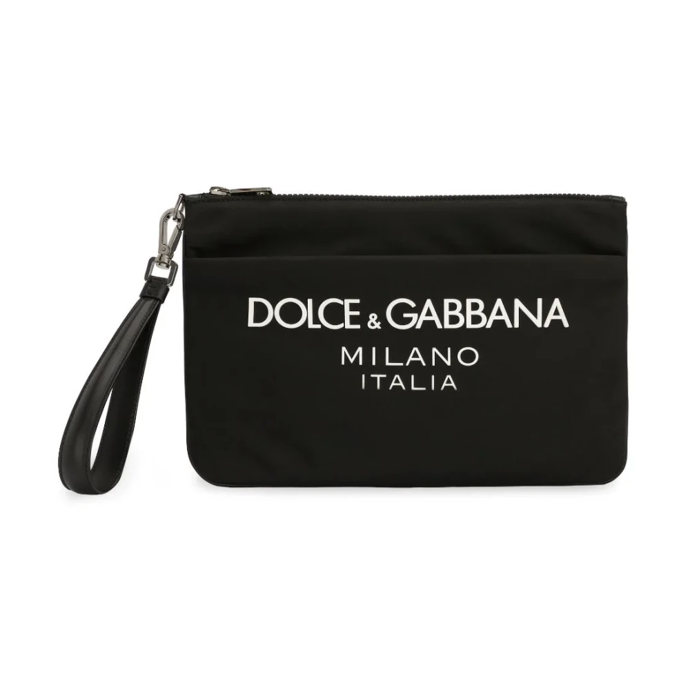 Dolce & Gabbana Zwarte tassen met rits en afneembare band Black Heren