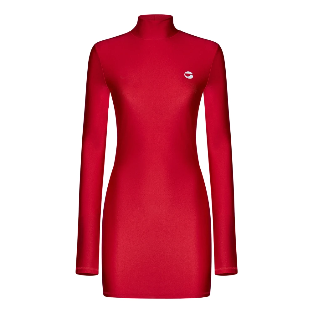 Coperni Röd Turtleneck Klänning med C Logo Red, Dam