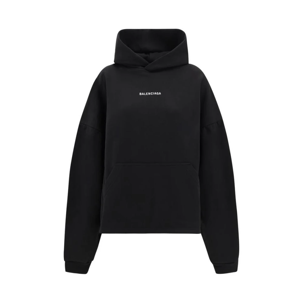 Balenciaga Streetwear Hoodie med ikoniskt logotyp Black, Dam